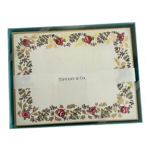 Tiffany & Co Blank‎ Notecard Greeting card floral border 12 cards & envelopes